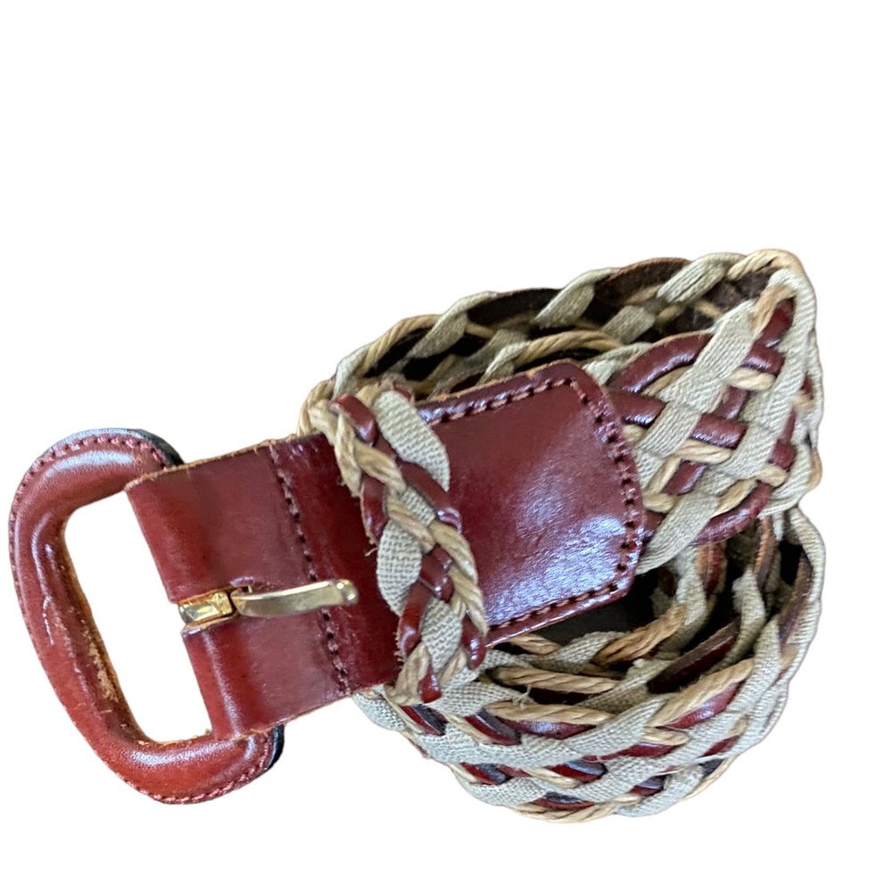 Lord & Taylor leather and linen braided belt.